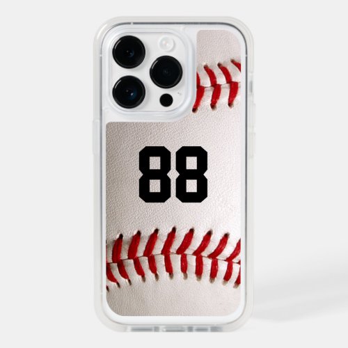 Baseball with Customizable Number OtterBox iPhone 14 Pro Case