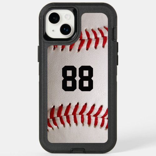 Baseball with Customizable Number OtterBox iPhone 14 Plus Case