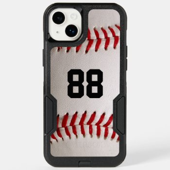 Baseball With Customizable Number Otterbox Iphone 14 Plus Case by FlowstoneGraphics at Zazzle