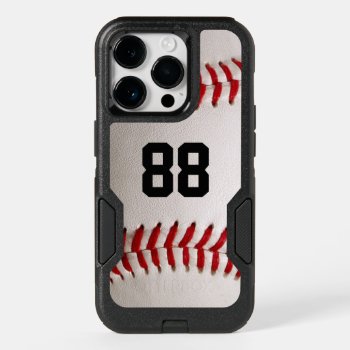 Baseball With Customizable Number Otterbox Iphone 14 Pro Case by FlowstoneGraphics at Zazzle