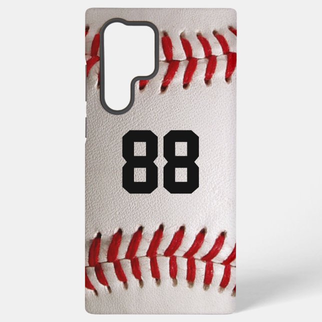 Baseball with Customizable Number Samsung Galaxy Case (Back)