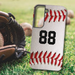 Baseball with Customizable Number Samsung Galaxy S22 Case<br><div class="desc">A macro photograph of a brand new Baseball with red stitching. Perfect gift for the baseball or softball sports fan.</div>