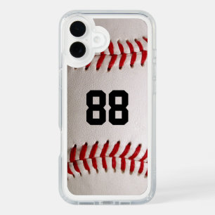 Baseball with Customizable Number iPhone 16 Plus Case