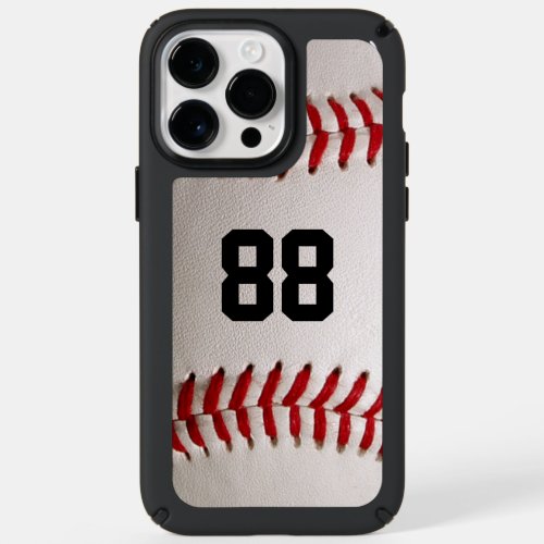 Baseball with Customizable Number Speck iPhone 14 Pro Max Case