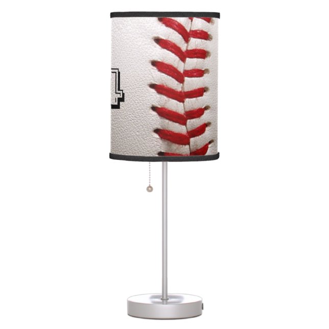 Baseball with Customizable Number Table Lamp (Right)