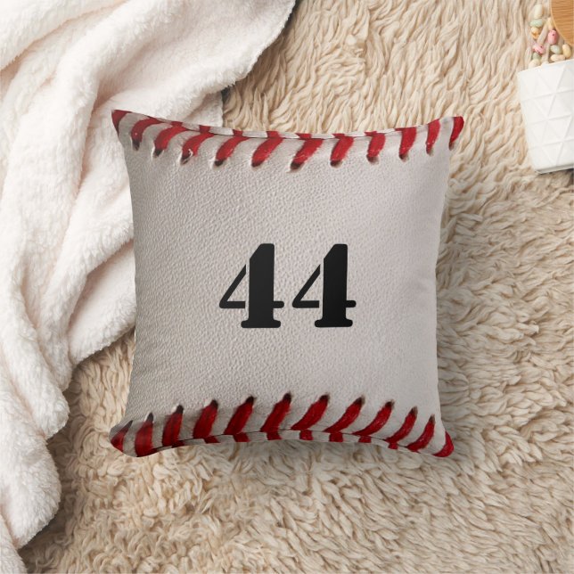 Baseball with Customizable Number Throw Pillow (Blanket)