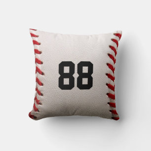 Baseball with Customizable Number Throw Pillow