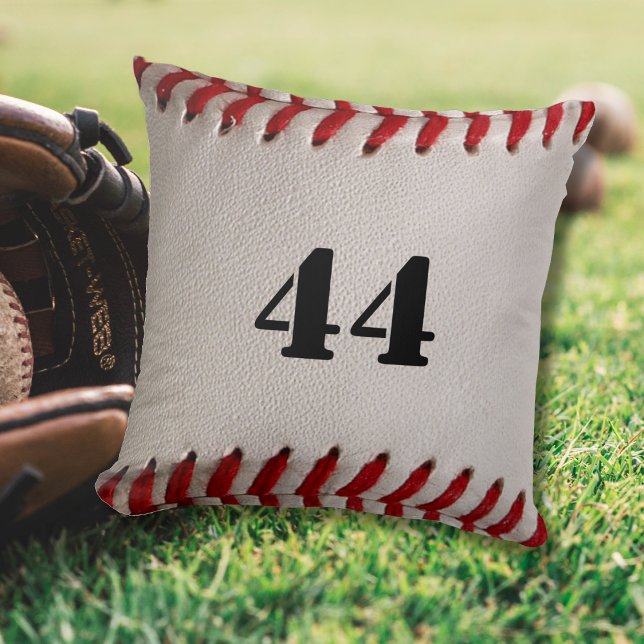 Baseball with Customizable Number Throw Pillow (Creator Uploaded)