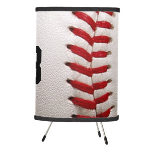 Baseball with Customizable Number Tripod Lamp