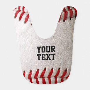 Baseball with Customizable Text Baby Bib