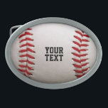 Baseball with Customizable Text Belt Buckle<br><div class="desc">A macro photograph of a brand new Baseball with red stitching. Perfect gift for the baseball or softball sports fan.</div>