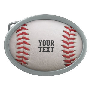 Baseball with Customizable Text Belt Buckle
