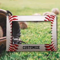 Baseball with Customizable Text Magnetic Photo Frame