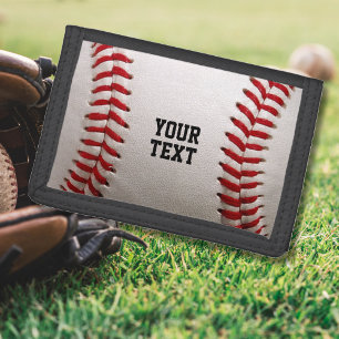 Baseball with Customizable Text Trifold Wallet