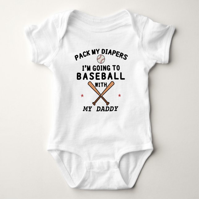 Baseball with Daddy | Baseball Dad | Baseball Baby Bodysuit (Front)