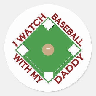 Baseball with Daddy Classic Round Sticker
