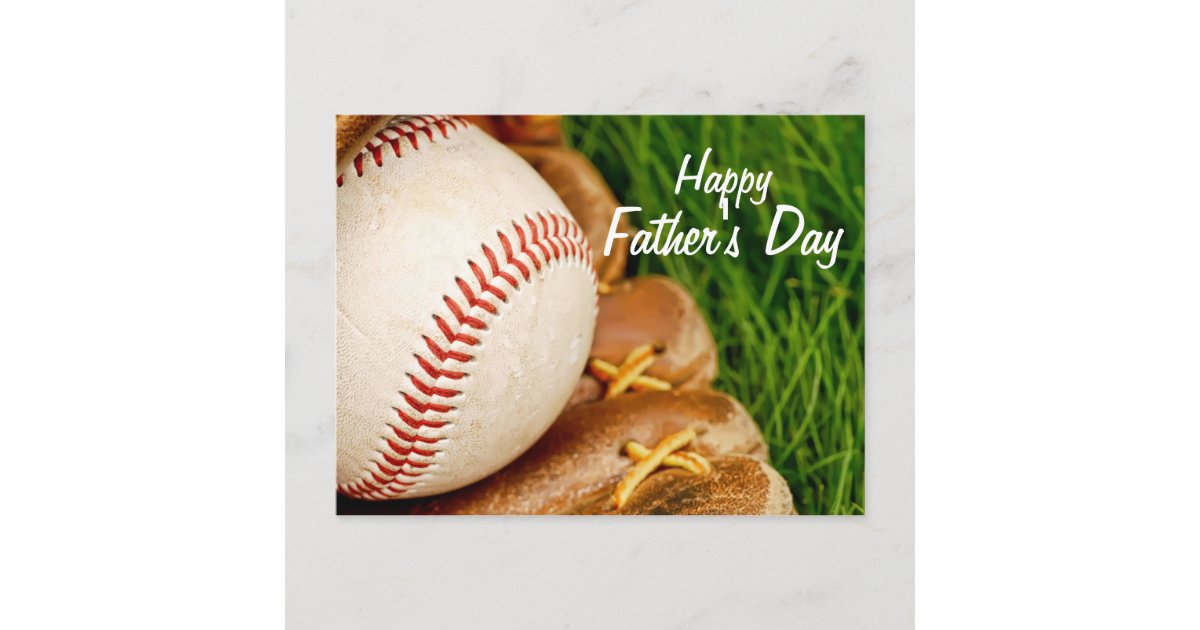 Baseball with Glove Happy Father's Day Postcard Zazzle