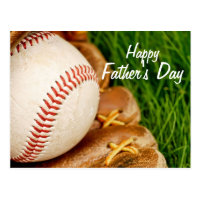 Baseball with Glove Happy Father's Day Postcard