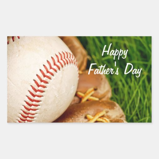 Baseball with Glove Happy Father's Day Rectangular Sticker | Zazzle