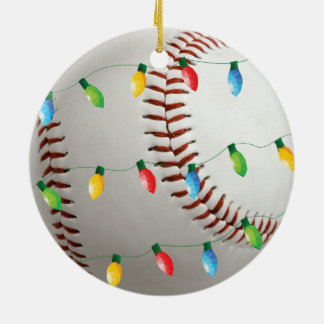 Baseball with lights holiday ornament