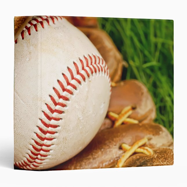 Baseball with Mitt 1.5" Photo Album Binder (Front/Spine)