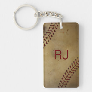 Baseball with Monogram Keychain