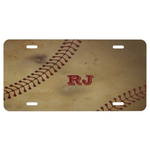 Baseball with Monogram License Plate