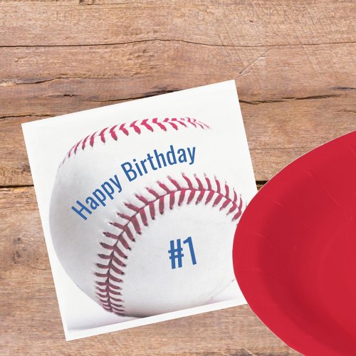 Baseball with Name and Age Birthday Party Napkins