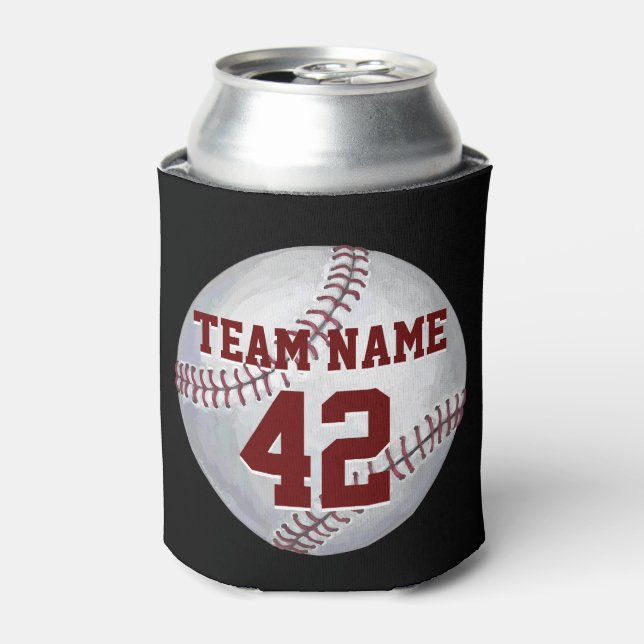Baseball with Name and Number Can Cooler (Can Front)