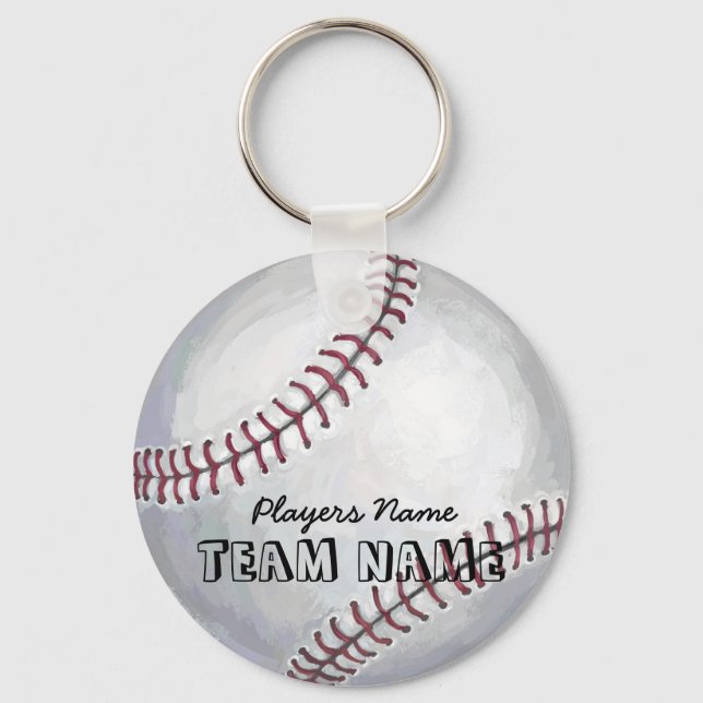 Baseball with Name and Number Keychain (Front)