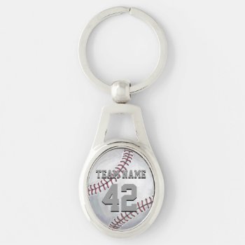 Baseball With Name And Number Keychain by ITDSportsCenter at Zazzle