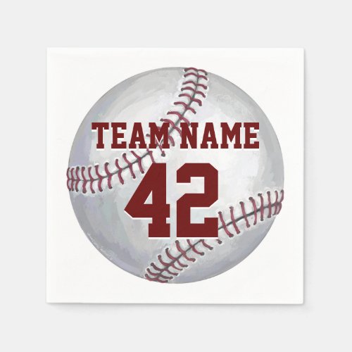 Baseball with Name and Number Napkins