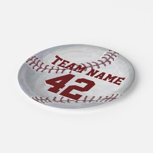 Baseball with Name and Number Paper Plates