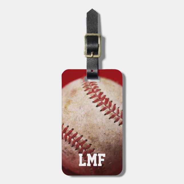 Baseball with Personalized Monogram Luggage Tag (Front Vertical)