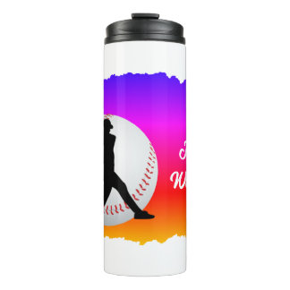 Baseball with player and ball Colorful Thermal Tumbler