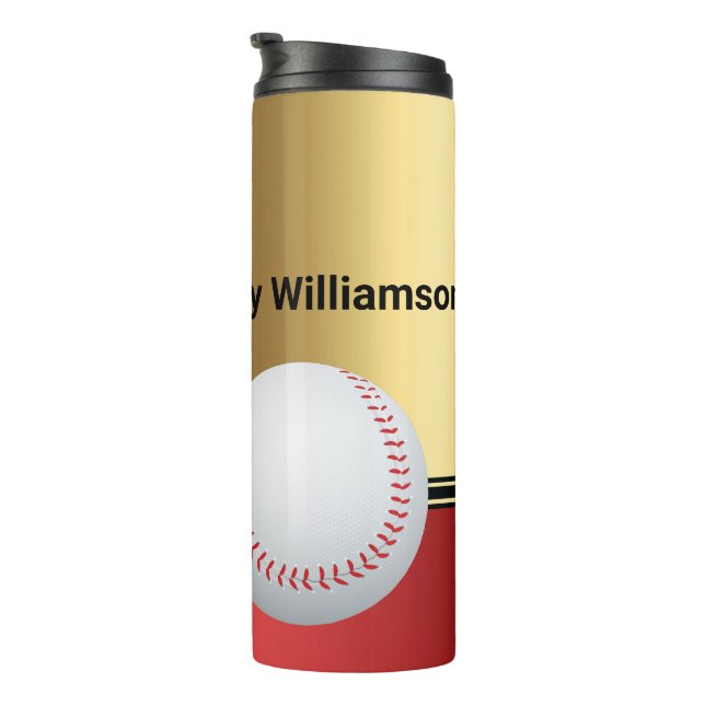 Baseball with player and ball Elegant Thermal Tumbler (Rotated Right)