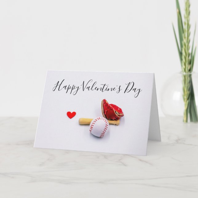 Baseball with red heart I love you valentine's day Card (Front)