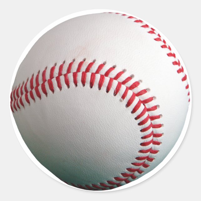 Baseball with Red Stitching Classic Round Sticker (Front)