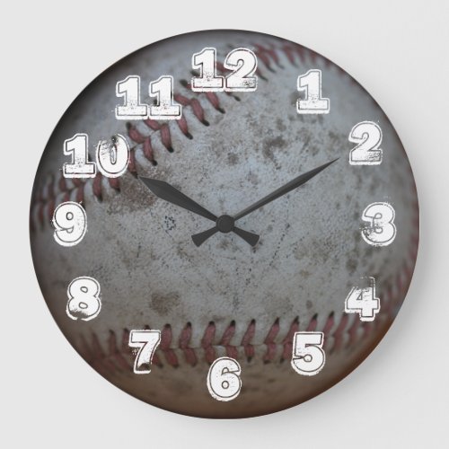 Baseball With White Numbers Large Clock