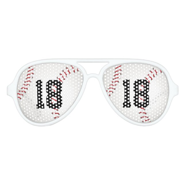 Baseball with your own number | Sports Gift Aviator Sunglasses (Front)