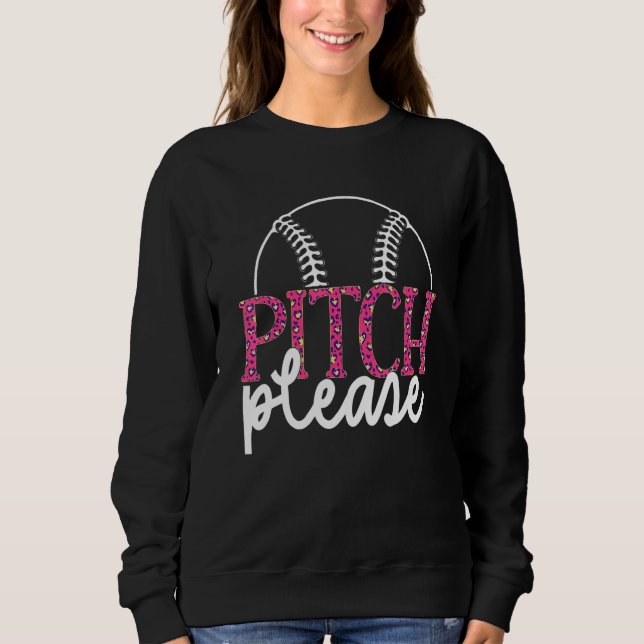 Baseball Womens Leopard Pattern Softball Baseball  Sweatshirt (Front)