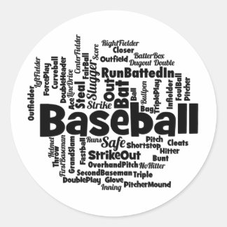 Baseball Word Cloud Classic Round Sticker