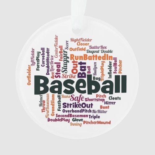 Baseball Word Cloud Ornament