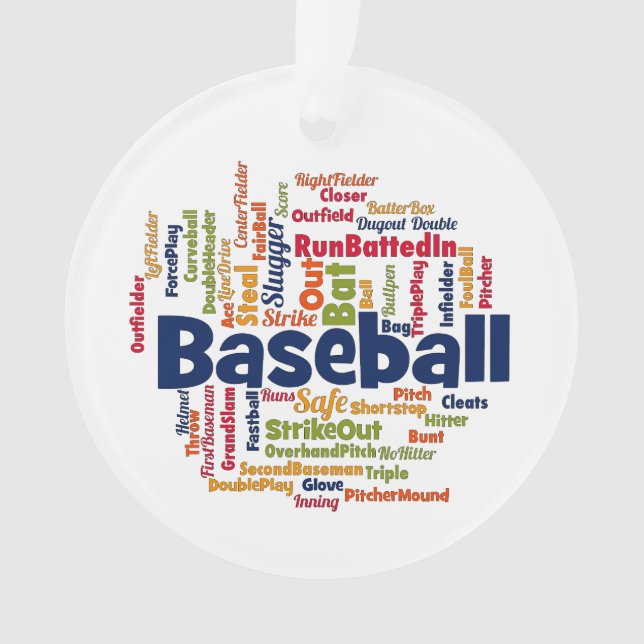Baseball Word Cloud Ornament (Front)