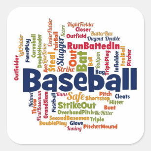 Baseball Word Cloud Square Sticker