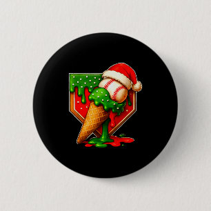 Baseball Xmas Christmas Baseball Ice Cream Drip Bo Button