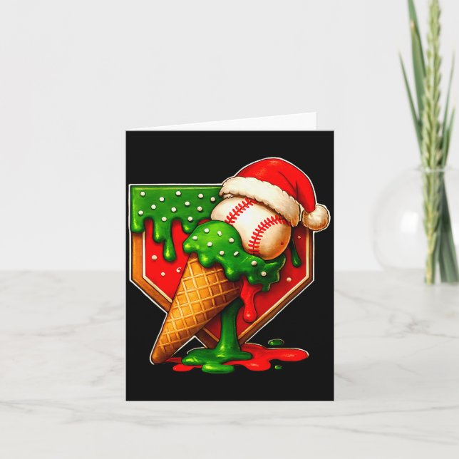 Baseball Xmas Christmas Baseball Ice Cream Drip Bo Card (Front)