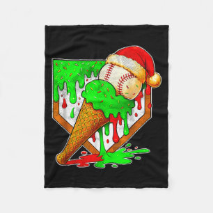 Baseball Xmas Christmas Baseball Ice Cream Drip Bo Fleece Blanket