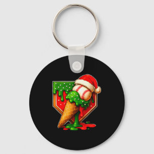 Baseball Xmas Christmas Baseball Ice Cream Drip Bo Keychain