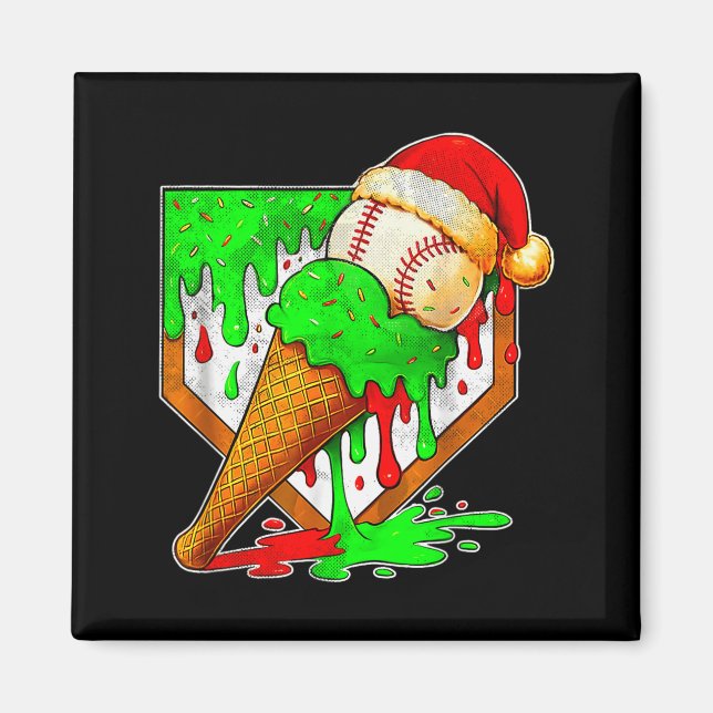 Baseball Xmas Christmas Baseball Ice Cream Drip Bo Magnet (Front)